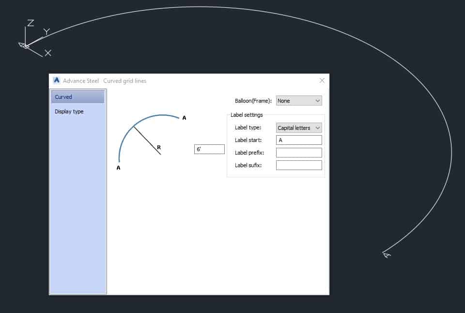 Curved Grid with Single Axis