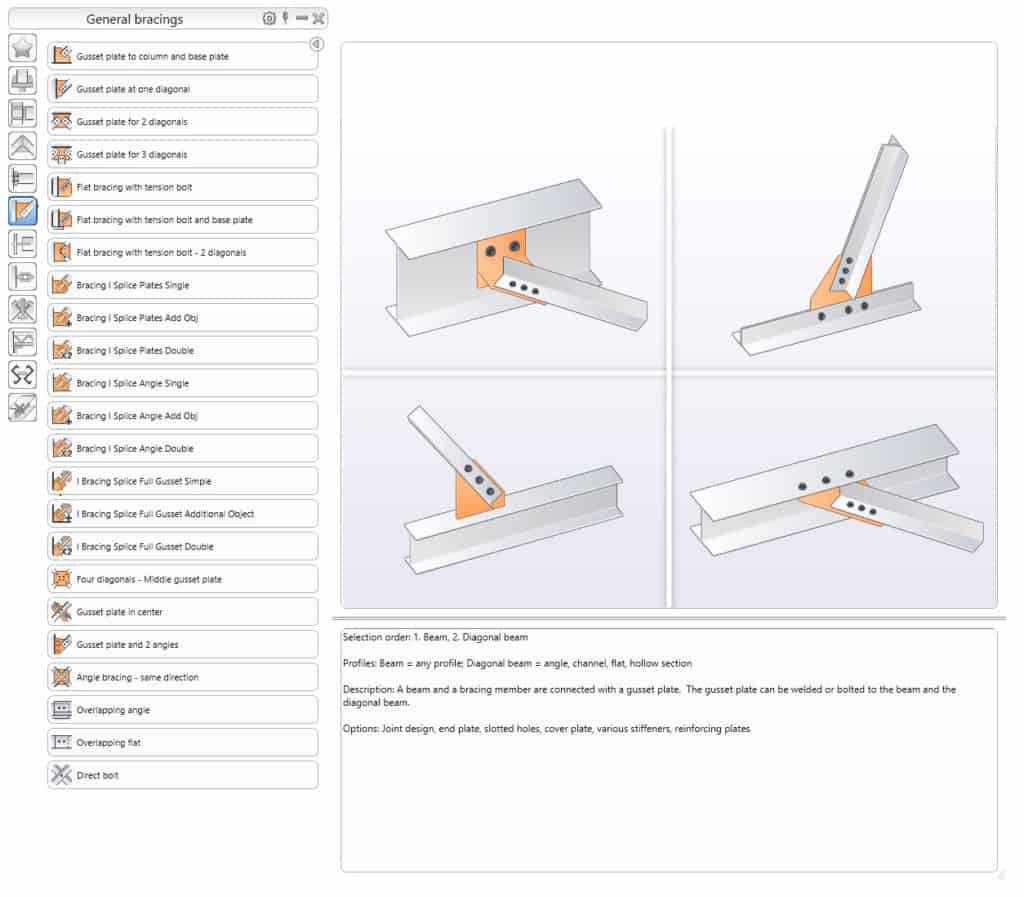 Gusset Plate At One Diagonal Joint - Advance Steel