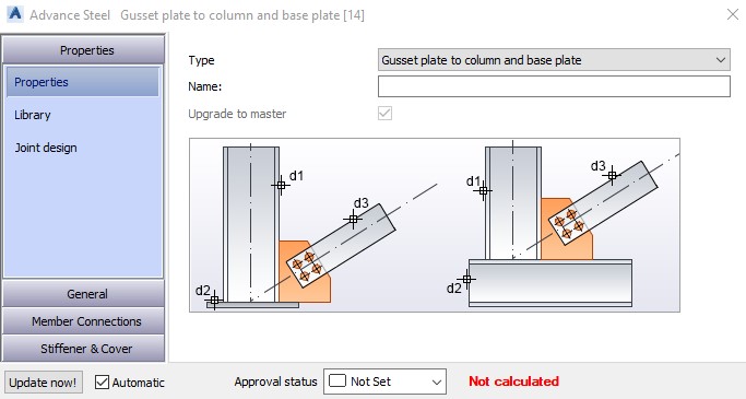 Properties - Gusset Plate To Column And Base Plate
