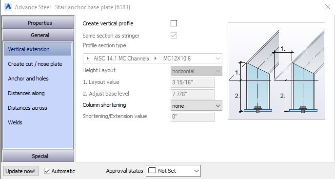 Advance Steel Connection Vault - Stair Anchor Base Plate - Options