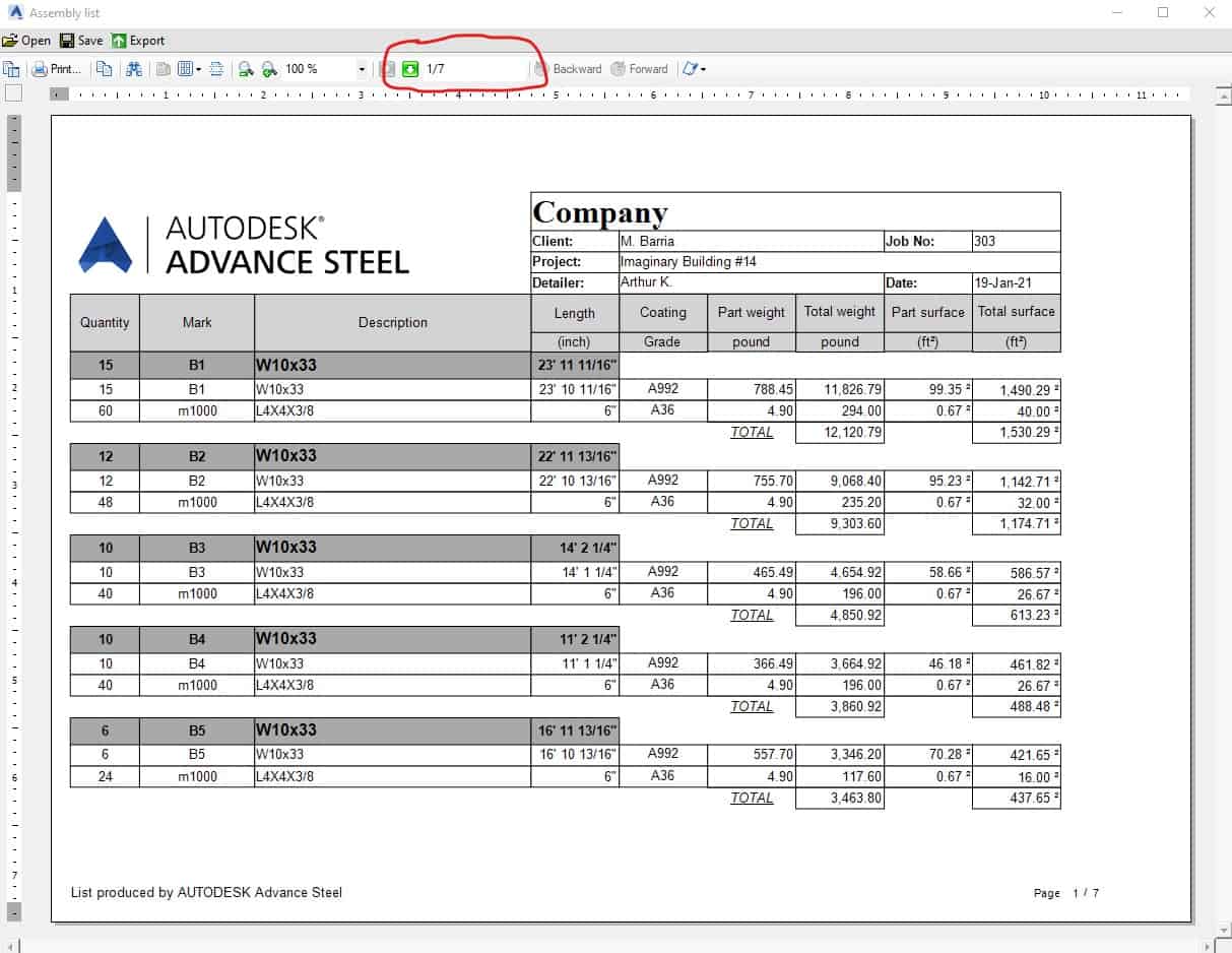 Assembly List Tool in Opens New Window - Advance Steel