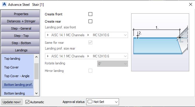 Bottom Landing Profile - Stairs - Advance Steel