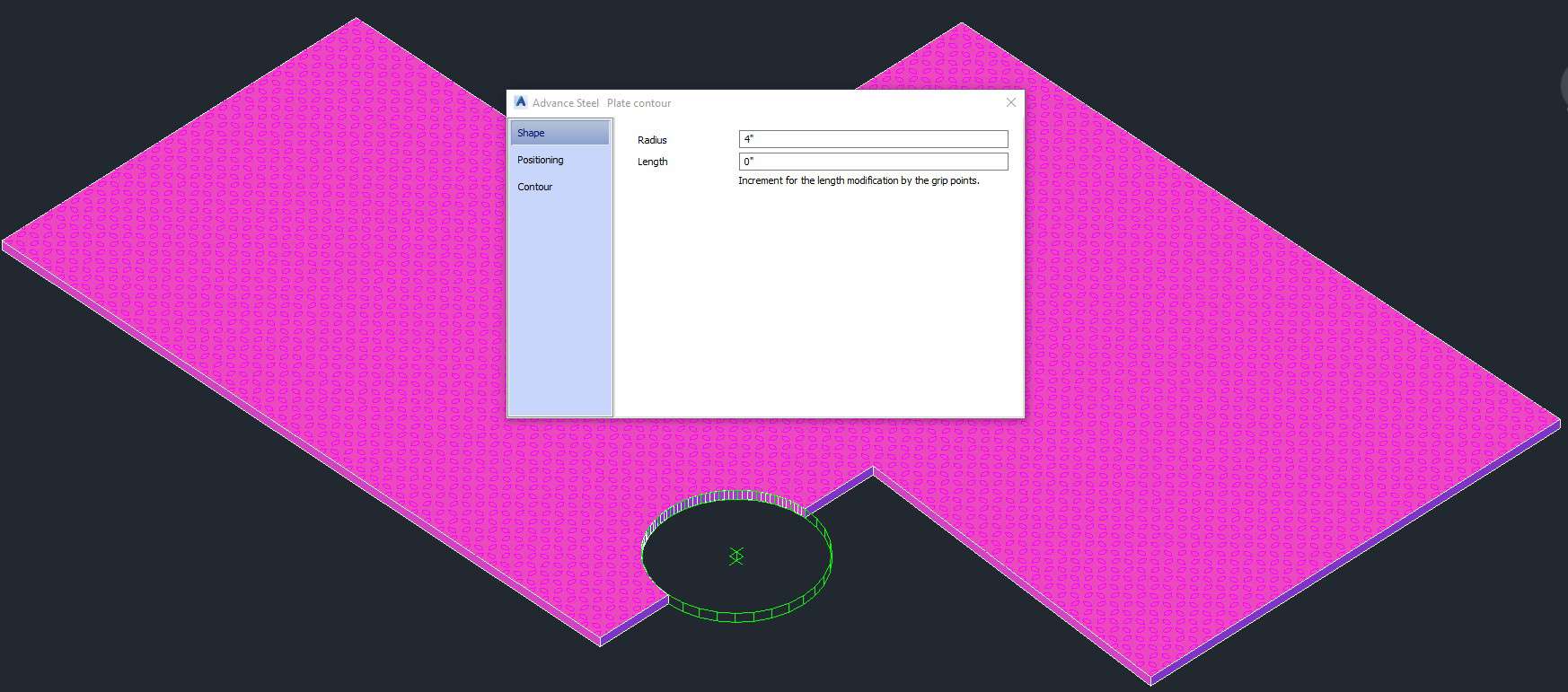 Circular Contour Center - Advance Steel