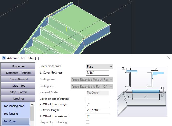 Cover on Top Stringer N - Stairs - Advance Steel