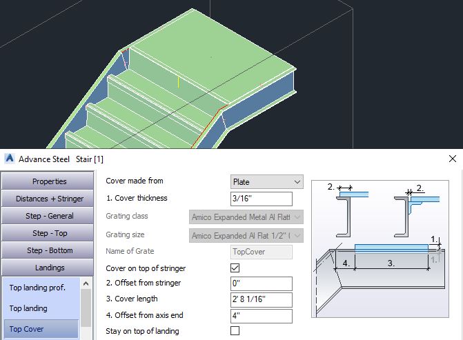 Cover on Top Stringer Y - Stairs - Advance Steel