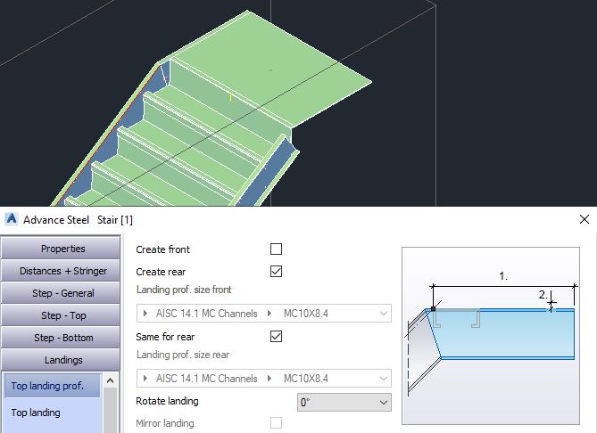 Create Front - Unchecked - Advance Steel Stairs