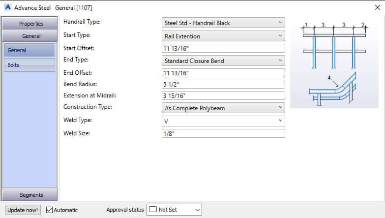 General Tab - General - Monowills in Advance Steel Complete Guide