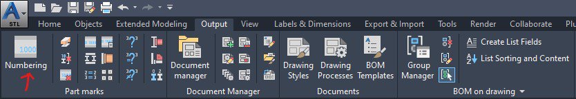 Numbering - Objects tab - Advance Steel