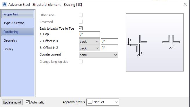 Positioning Tab - Advance Steel Bracing