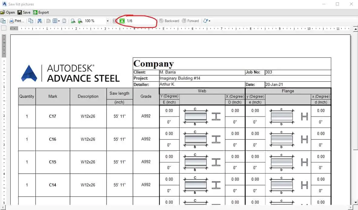 Saw List With Pictures - Advance Steel