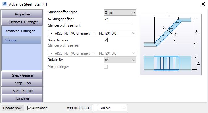 Stairs - Stringers Tab - Advance Steel