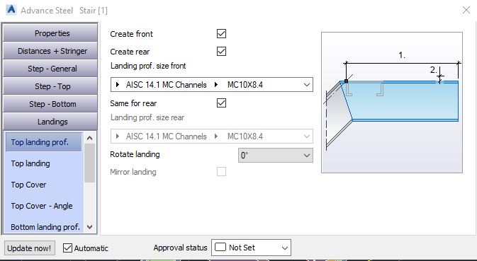 Top Landing Profile - Stairs - Advance Steel