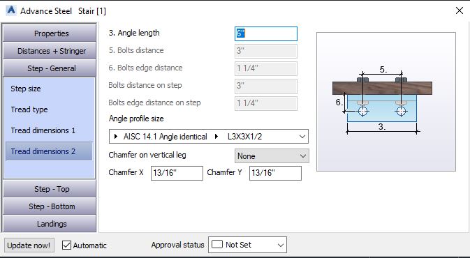 Tread Dimensions 2 Tab - Stairs - Advance Steel