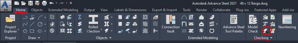 Access Center of Gravity tool from Home tab