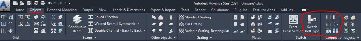 Accessing the Bolt Tool in Advance Steel Tutorial