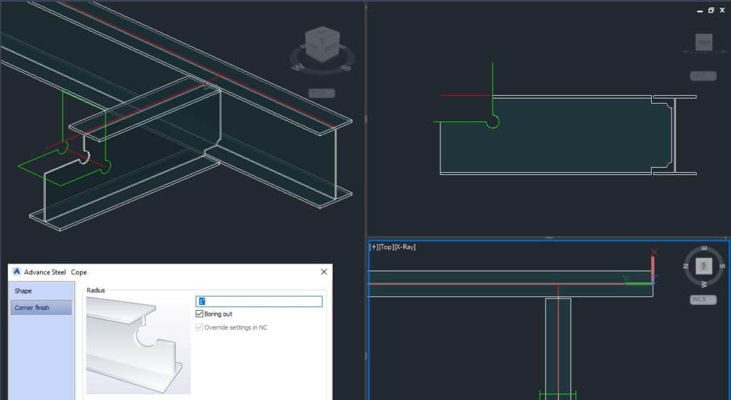 Corner Finish - Boring Out - Advance Steel Tutorial