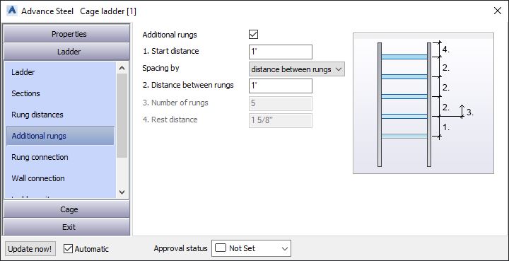 Ladder Category - Additional Rungs - Advance Steel