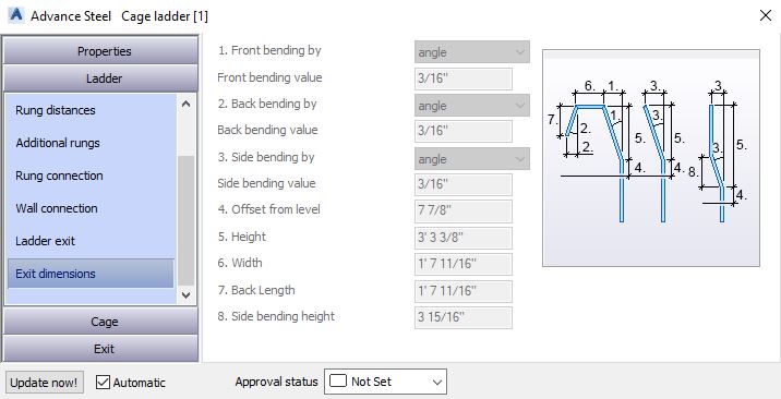 Ladder Category - Ladder Dimensions - Advance Steel