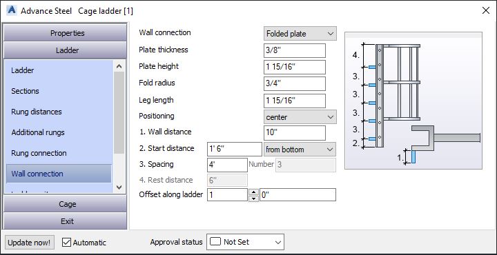 Ladder Category - Wall Connection - Advance Steel