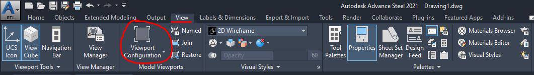 Viewport Configuration in Advance Steel