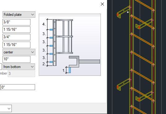 Wall Connection - Folded Plate - Advance Steel Ladder Tutorial