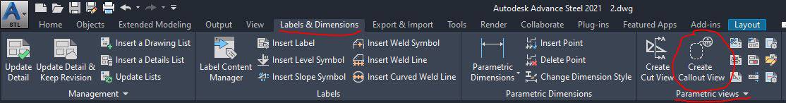 Callout Views in Advance Steel - Access The Tool