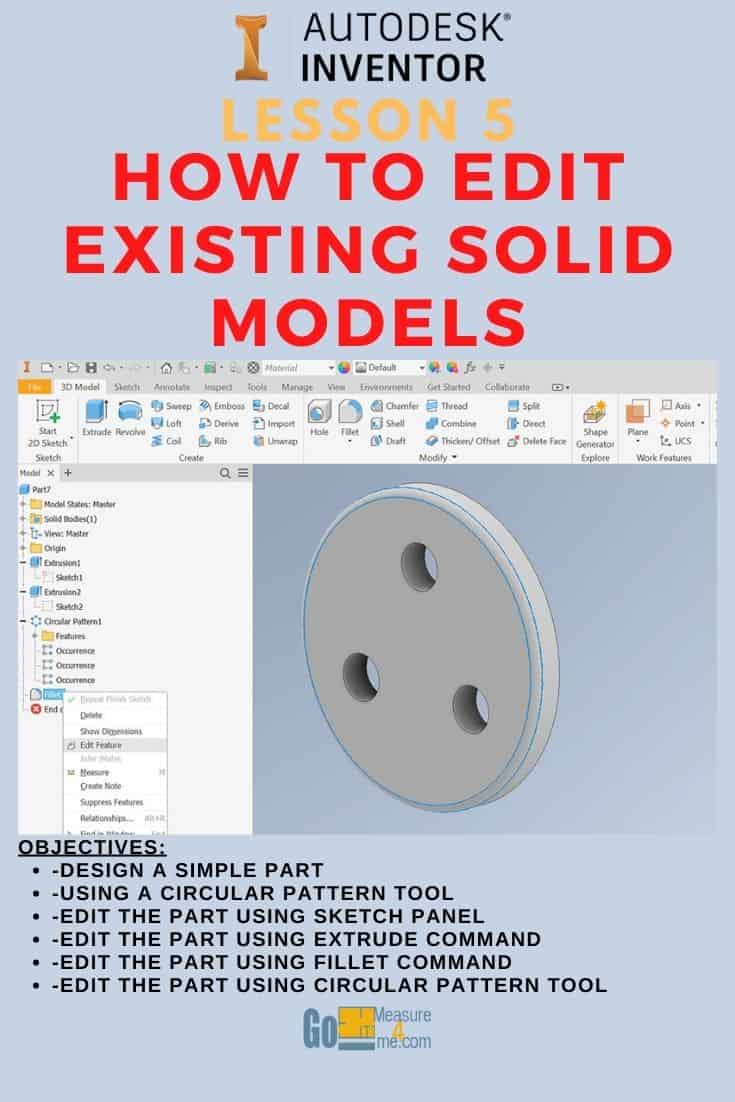 Autodesk Inventor Lesson 5 – How To Edit Existing Solid Models