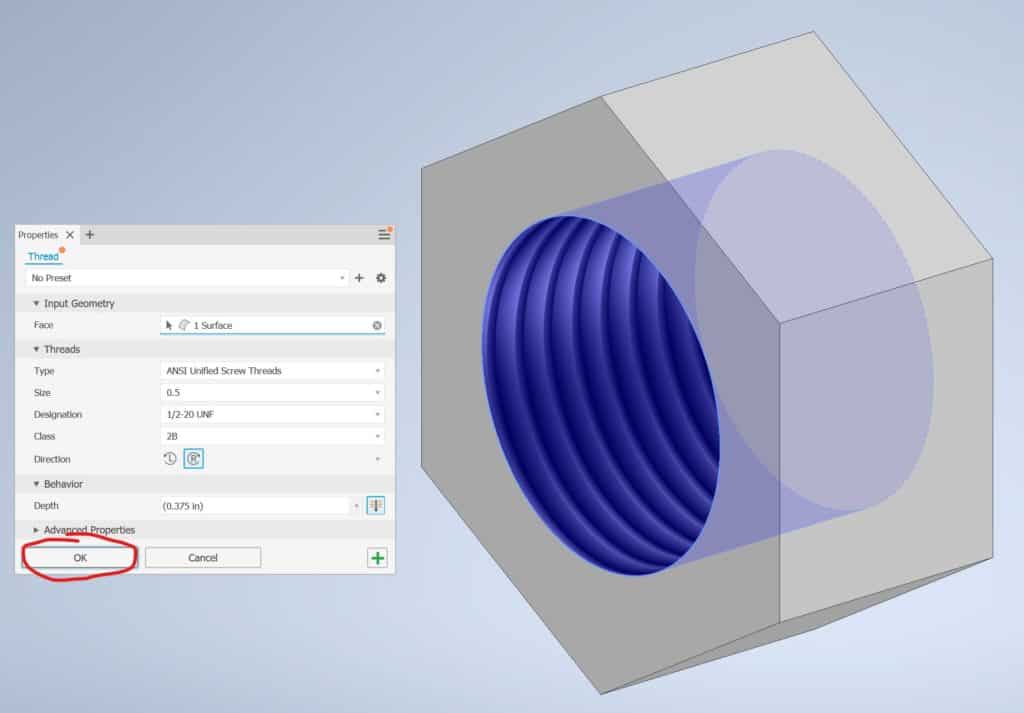 Autodesk Inventor Lesson 10 – Introduction to Creating Threads – Go ...